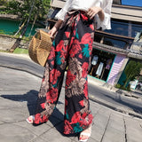Casual Retro Print Bohemian Wide Leg Pants