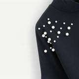 Neck Pearl Embellished Sweatshirts