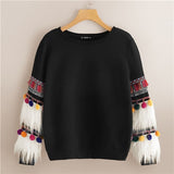 Black Faux Fur Fringe Sweatshirt