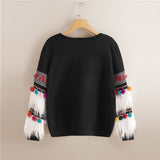 Black Faux Fur Fringe Sweatshirt