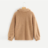 Half Placket Collar Plain Sweatshirt