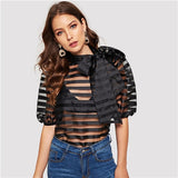 Top Without Bra Mesh Blouse