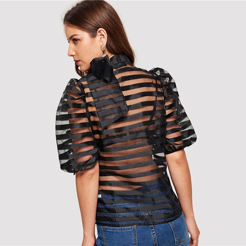 Top Without Bra Mesh Blouse