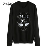 Black Alien Print Sweatshirt
