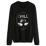 Black Alien Print Sweatshirt