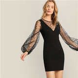 Black Dot Mesh Dress
