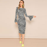 Zebra Print Midi Dress