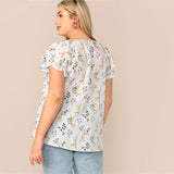 Ruffle Sleeve Floral Blouse