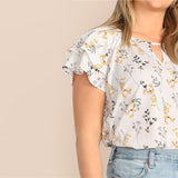 Ruffle Sleeve Floral Blouse