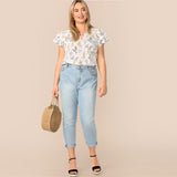 Ruffle Sleeve Floral Blouse