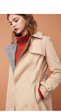 Bi-tone Fabric Double-breasted Wind Coat