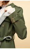 Bi-tone Fabric Double-breasted Wind Coat