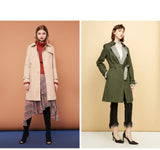 Bi-tone Fabric Double-breasted Wind Coat