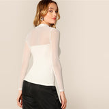 Vertical Mesh Slim Fit Blouse