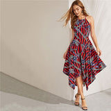 Chain Print Asymmetrical Sleeveless Dress