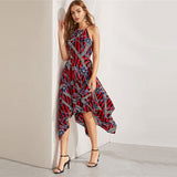 Chain Print Asymmetrical Sleeveless Dress