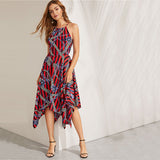 Chain Print Asymmetrical Sleeveless Dress