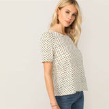 Heart Print White Blouse