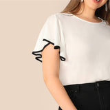 Butterfly Sleeve Button Ruffle Blouse
