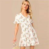 White Ruffle Sleeve Dress