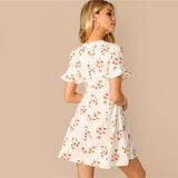 White Ruffle Sleeve Dress