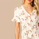 White Ruffle Sleeve Dress