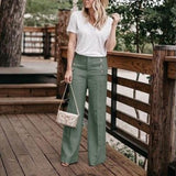 Cotton Linen High Waist Pants