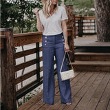 Cotton Linen High Waist Pants
