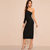 One Shoulder Slim Dress