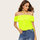 Off Shoulder Neon Blouse