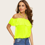 Off Shoulder Neon Blouse