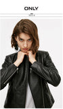 Stand-up Collar Slim Fit Short Leather Jacket