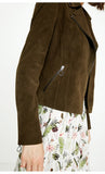 Suede Slim Fit Zipped Cuffs Short Jacket