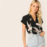 Flamingo Print Blouse