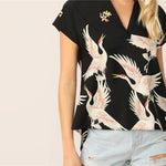 Flamingo Print Blouse