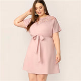 Pink Guipure Lace Dress