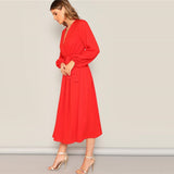Neon Red Sleeve Dress