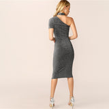 Grey One Shoulder Dress