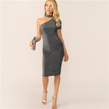 Grey One Shoulder Dress