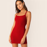 Red Crisscross Backless Dress
