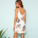 White Floral Print Dress