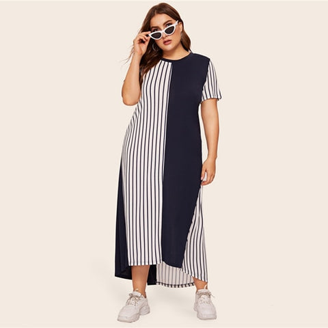 Color-Block Striped Dress