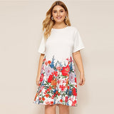White Floral Print Dress