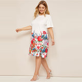 White Floral Print Dress