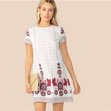 White Floral Print Dress