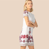 White Floral Print Dress