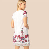 White Floral Print Dress
