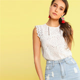 Sleeveless White Blouse