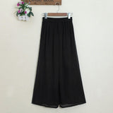 Chiffon Pants Wide Leg Elastic Waist  Long Pants