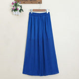 Chiffon Pants Wide Leg Elastic Waist  Long Pants